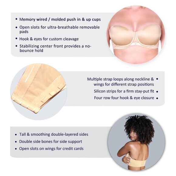 Finallybra BULGEnator™ No Underarm Bulge Multiway Push In Bra Size 48B Nude - Picture 8 of 11